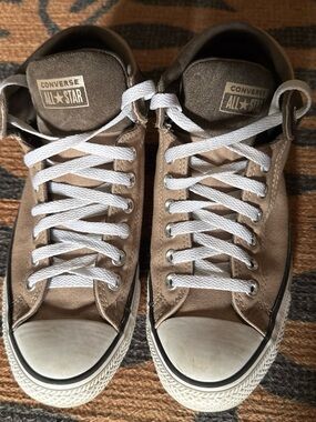 Converse Men’s Low-Top Sneakers in Taupe with White Laces